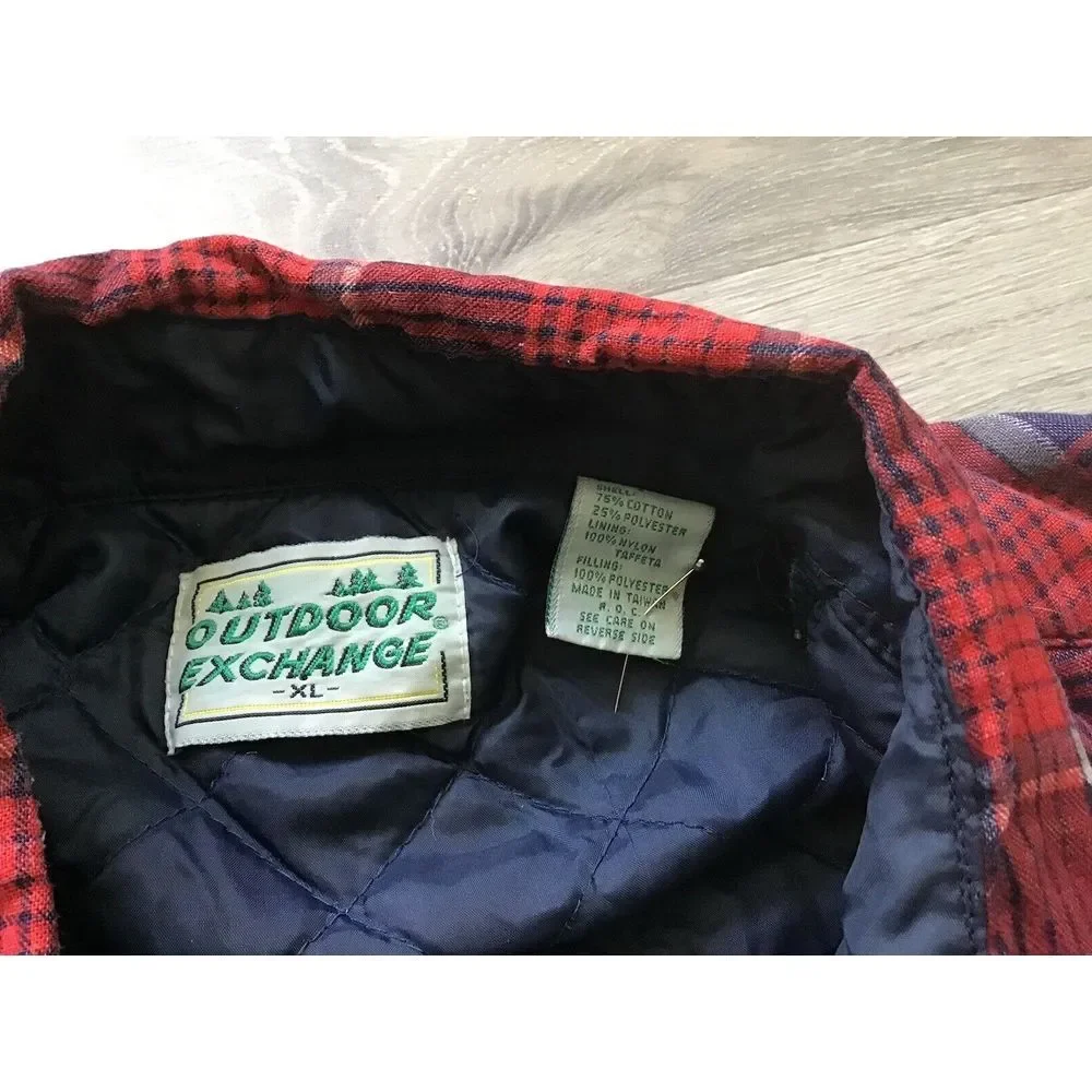 Vtg Mens‎ Outdoor Exchange Long Sleeve Button Up Flannel Jacket XL Shacket
